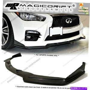 �C�O�� �G�A���p�[�c 14-17�̃C���t�B�j�e�BQ50�X�|�[�c�Z���g�X�^�C���t�����g�o���p�[���b�v���[���[�`���X�|�C���[VIP For 14-17 Infiniti Q50 Sport ST Style Front Bumper Lip Lower Chin Spoiler VIP�y���s�A��