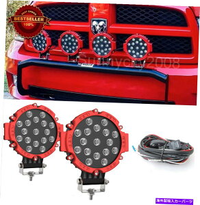 CO GAp[c 7C`̐Ԃx[LED 51W 5100LM^|bh́AtH[hp̔zt[htHOCgIt 7h Red Bezel LED 51W 5100LM Flood Pods Off Road Fog Light w/ Wiring For Ford