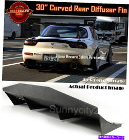 海外製 エアロパーツ 30 "x 12" ABSブラックユニバーサルリアバンパーフィン湾曲したディフューザートヨタサイオン 30" x 12" ABS Black Universal Rear Bumper Fins Curved Diffuser For Toyota Scion