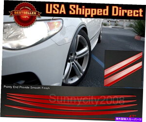 �C�O�� �G�A���p�[�c 4�s�[�XVW�|���V�F�p�̏_��ȃX�����t�F���_�[�t���A���b�v�G�N�X�e���V�������b�h�g���� 4 Pieces Flexible Slim Fender Flare Lip Extension Red Trim For VW Porsche�y���s�A���i�z