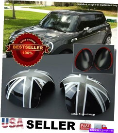 海外製 エアロパーツ ブラックグレーユニオンジャックサイドビューマニュアルミラーカバーカバーキャップミニクーパーR55-R61 Black Gray Union Jack Side View Manual Mirror Cover Caps For MINI Cooper R55-R61