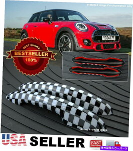 海外製 エアロパーツ 2 PCチェッカーパターンエクステリアドアハンドルカバーキャップ14-19ミニクーパーF56 2 Pc Checkered Pattern Exterior Door Handle Covers Cap for 14-19 Mini Cooper F56