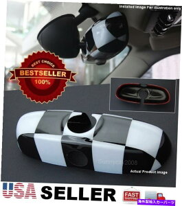 CO GAp[c ~jN[p[F55 F56̍ChcKered㕔r[~[Jo[!! USA !! Black White Chckered Rear View Mirror Cover For MINI Cooper F55 F56 !!USA!!