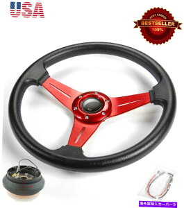 CO GAp[c 13.5 "PVC w/ 3bhX|[NXeAOzC[z[{^w/z_p̒Znu 13.5" PVC w/ 3 Red Spokes Steering Wheel Horn Button w/ Short Hub For Honda
