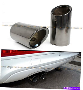 CO GAp[c 2009N2015ÑAEfBA4̃`^ubNNXbvIX`[}t[rCqg TITANIUM BLACK CHROME SLIP-ON STEEL MUFFLER EXHAUST TIPS FOR 2009-2015 AUDI A4