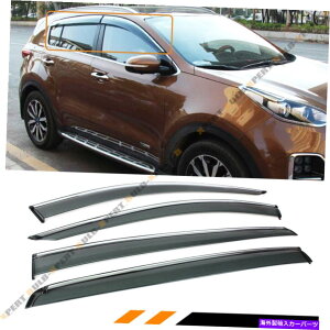 CO GAp[c 2017-18̃NgEBhEoCU[CK[hftN^[KiaSportageNbv FOR 2017-18 KIA SPORTAGE CLIP ON CHROME TRIM WINDOW VISOR RAIN GUARD DEFLECTOR
