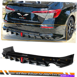 CO GAp[c 2022 2023 HONDA CIVIC 4DRZ_LEDCgt[t@[OXubNAfBt[U[ YOFER GLOSS BLACK REAR DIFFUSER W/ LED LIGHT FOR 2022 2023 HONDA CIVIC 4DR SEDAN