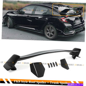 CO GAp[c 17-2021̂߂Civic 5DR FK7̂鍕FK8^CvRX^CgNEBO+̉Q FOR 17-2021 CIVIC 5DR FK7 GLOSSY BLACK FK8 TYPE R STYLE TRUNK WING+ ROOF VORTEX