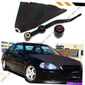 CO GAp[c 88-00z_VrbNfAV[gVt^[ + BLK^CvRVtgmu +U[u[c FOR 88-00 HONDA CIVIC DUAL SHORT SHIFTER+ BLK TYPE-R SHIFT KNOB + LEATHER BOOT