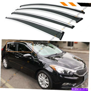CO GAp[c 2015-18Chrome Trim w/ Chrome forte5 5drnb`̃NbvI^CvX[NEBhEoCU[ CLIP-ON TYPE SMOKE WINDOW VISOR W/ CHROME TRIM FOR 2015-18 KIA FORTE5 5DR HATCH