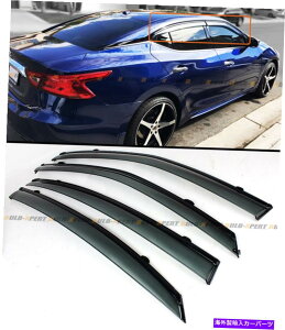 �C�O�� �G�A���p�[�c 2016-2022�̓��YMaxima VIP Clip-On Smoke Tinted Window Vidor w/ Black Trim FOR 2016-2022 NISSAN MAXIMA VIP CLIP-ON SMOKE TINTED WINDOW VISOR W/ BLACK TRIM�y���s�A���i�z
