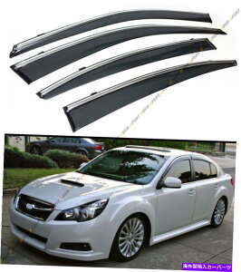 CO GAp[c 10-14̃XoKV[4mZ_NbvIX[NFtoCU[Ng FOR 10-14 SUBARU LEGACY 4 DR SEDAN CLIP-ON SMOKE TINTED WINDOW VISOR CHROME TRIM
