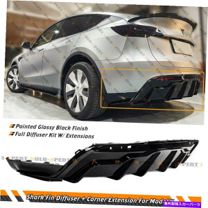CO GAp[c 2020-2022eXfY̊g@\tubNV[NtBAop[fBt[U[Y BLACK SHARK FIN REAR BUMPER DIFFUSER W/ EXTENSIONS FOR 2020-2022 TESLA MODEL Y