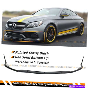 CO GAp[c 15-21ZfXxcW205 C63 AMGOXuNGfBV1X^Ctgop[bv FOR 15-21 MERCEDES BENZ W205 C63 AMG GLOSS BLK EDITION 1 STYLE FRONT BUMPER LIP