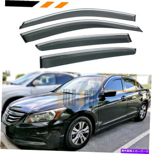 CO GAp[c 08-12̃z_AR[h4DRNgNbvEBhEoCU[CK[hftN^[ FOR 08-12 HONDA ACCORD 4DR CHROME TRIM CLIP ON WINDOW VISOR RAIN GUARD DEFLECTOR