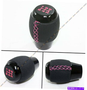 CO GAp[c Mitsubishi Evo Lancer 7 8 9 x BlkU[}jAVtgmu+sNXeb`p FOR MITSUBISHI EVO LANCER 7 8 9 X BLK LEATHER MANUAL SHIFT KNOB+ PINK STITCH