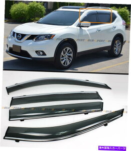 CO GAp[c 2014-2019Chrome Trim W/ Chrome Rogue S SṼNbvI^CvX[NEBhEoCU[ CLIP-ON TYPE SMOKE WINDOW VISOR W/ CHROME TRIM FOR 2014-2019 NISSAN ROGUE S SV