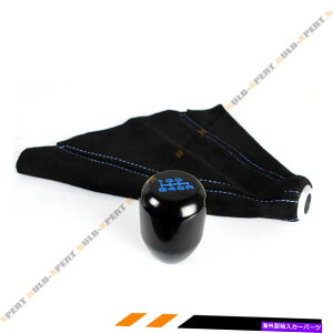 CO GAp[c M10 x 1.5^CvRX^CubNu[6Xs[hMAmu +XG[hVtgu[cz_ M10 X 1.5 Type-R Style Black Blue 6 Speed Gear Knob + Suede Shift Boot For Honda