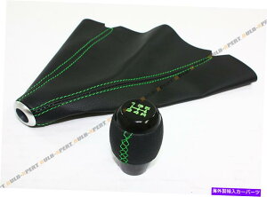 CO GAp[c M10 x 1.5 blkU[Vtgmuw/΂̃Xeb`+z_p̃U[u[c M10 X 1.5 BLK LEATHER SHIFT KNOB W/ GREEN STITCHING+ LEATHER BOOT FOR HONDA