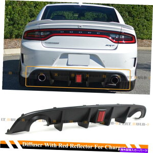 CO GAp[c 15-22_bW[dSRT R/ TXLbgpbNAop[fBt[U[tbhtN^[ For 15-22 Dodge Charger SRT R/T Scat Pack Rear Bumper Diffuser W/ Red Reflector