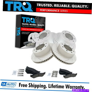 brake disc rotor TRQ�p�t�H�[�}���X�h�����h���b�g���[�^�[POSI�Z���~�b�N�u���[�L�p�b�h�t�����g���A�L�b�g TRQ Performance Drilled Slotted Rotor Posi Ceramic Brake Pad Front Rear Kit