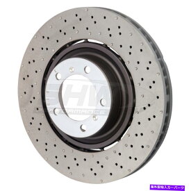 brake disc rotor Porsche 911ターボ3.8L w/oセラミックブレーキのためのSHW 14-19右フロントドリルドリンプ SHW 14-19 for Porsche 911 Turbo 3.8L w/o Ceramic Brakes Right Front Drilled-Dimp