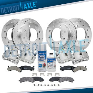 brake disc rotor �t�����g���A�h�������[�^�[ +�L�����p�[ +�G�N�X�v���X�T�o�i2500/3500�̃u���[�L�p�b�h Front Rear Drilled Rotors + Calipers + Brake Pads for Express Savana 2500/ 3500