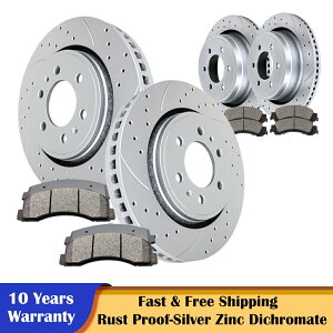 brake disc rotor Ford F-150 Raptor 6���O�t�����g���A�X���b�g���[�^�[�ƃu���[�L�p�b�h�u���[�L�L�b�g Fit Ford F-150 Raptor 6 Lug Front Rear Slotted Rotors and Brake Pads Brakes Kits�y���s�A���i�z