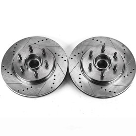 brake disc rotor ディスクブレーキローターセットフロントドリルとスロット付きブレーキローターフロントパワーストップ Disc Brake Rotor Set-Front Drilled and Slotted Brake Rotors Front Power Stop