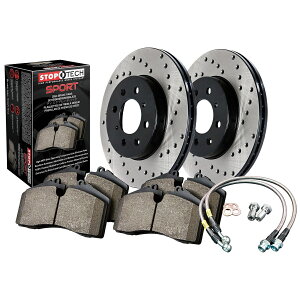 brake disc rotor STOPTECH 979.61009FX|[cfBXNu[LLbgw/NXh[^[tBbgC30 S40 StopTech 979.61009F Sport Disc Brake Kit w/Cross-Drilled Rotors Fits C30 S40