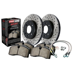 brake disc rotor STOPTECH 978.61009F�X�|�[�c�f�B�X�N�u���[�L�L�b�gw/�N���X�h��������уX���b�g�t�����[�^�[ StopTech 978.61009F Sport Disc Brake Kit w/Cross-Drilled And Slotted Rotors�y���s�A���i�z