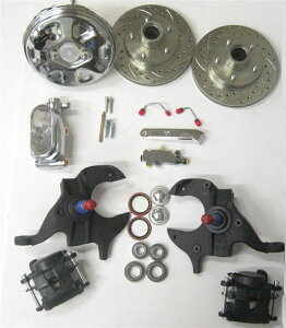 brake disc rotor Chrome 1964 -1972 gm a -body 2 "hbv11"p[tbggbvfBXNhu[LLbg Chrome 1964 -1972 GM A-Body 2" Drop 11" Power Flat Top Disc Drum Brake Kit