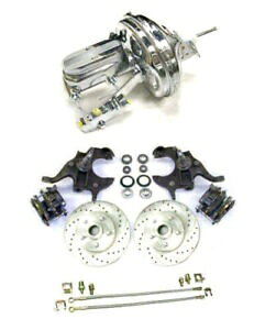 brake disc rotor 64-72{fB2 "hbvXbgfBXNu[LϊLbgw/ 11"Nu[X^[Lbg 64-72 A Body 2" Drop Slotted Disc Brake Conversion Kit w/ 11" Chrome Booster Kit