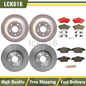 brake disc rotor 2012-2014�̃u�����{�u���[�L���[�^�[�ƃZ���~�b�N�p�b�h�t�����g���A�����Z�f�X�x���cC250 Brembo Brake Rotors & Ceramic Pad Front Rear For 2012-2014 Mercedes-Benz C250�y���s�A���i�z