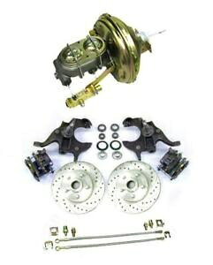 brake disc rotor 1964-72{fB2 "hbvfBXNu[LϊLbgXbg + 11"u[X^[Lbgz[X 1964-72 A Body 2" Drop Disc Brake Conversion Kit Slotted + 11" Booster Kit Hoses