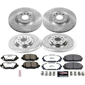 brake disc rotor K7415-36 PowerStop 4-WheelZbgu[LfBXNƃpbhLbg̃tgA`FL[ K7415-36 Powerstop 4-Wheel Set Brake Disc and Pad Kits Front & Rear for Cherokee