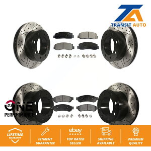 brake disc rotor �t�����g���A�R�[�e�B���O�h�����h�f�B�X�N�u���[�L���[�^�[�ƃZ�~���^���b�N�p�b�h�L�b�g Front Rear Coated Drilled Slotted Disc Brake Rotor And Semi-Metallic Pad Kit For�y���s�A���i�z