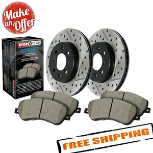 brake disc rotor STOPTECH 938.44018�X�g���[�g�h����/�X���b�g�t���t�����g�u���[�L�L�b�g13-15���N�T�XIS250 StopTech 938.44018 Street Drilled/Slotted Front Brake Kit for 13-15 Lexus IS250�y���s�A���i�z