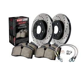 brake disc rotor STOPTECH 979.47002Rスポーツローター/パッド/ホースラインキットクロスドリルドブラックリア StopTech 979.47002R Sport Rotors/Pads/Hose Line Kit Cross-Drilled Black Rear【並行輸入品】