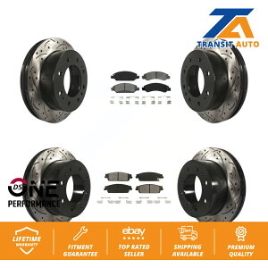 brake disc rotor tgAR[eBOhhfBXNu[L[^[ƃZ~^bNpbhLbg Front Rear Coated Drilled Slotted Disc Brake Rotor And Semi-Metallic Pad Kit For