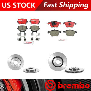 brake disc rotor 2006-2009AEfBA4NAgtgALbgu[L[^[ƃZ~bNpbhu{ Fits 2006-2009 Audi A4 Quattro Front Rear Kit Brake Rotors & Ceramic Pads Brembo