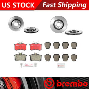 brake disc rotor 2002AEfBS4tgALbgu[L[^[ƃZ~bNu[Lpbh-Brembo OE Fits 2002 Audi S4 Front Rear Kit Brake Rotors & Ceramic Brake Pads - Brembo OE