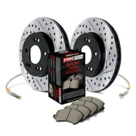 brake disc rotor ダッジチャージャー07-16用ストップテックスポーツドリル＆スロット1ピースリアブレーキキット For Dodge Charger 07-16 StopTech Sport Drilled & Slotted 1-Piece Rear Brake Kit