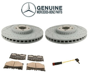 brake disc rotor �����Z�f�XCLS450 E300 E350�p�̖{���̃t�����g�f�B�X�N�u���[�L���[�^�[�p�b�h�ƃZ���T�[�L�b�g Genuine Front Disc Brake Rotors Pads & Sensor Kit For Mercedes CLS450 E300 E350�y���s�A���i�z