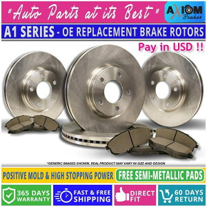 brake disc rotor iOLbgjv~AOEM-4fBXNu[L[^[-8Z~bgu[Lpbh (Front-Rear Kit) Premium OEM Replac- 4 Disc Brake Rotors - 8 Semi-Met Brake Pads