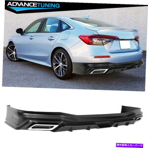 CO GAp[c 22-23z_VrbN11Ԗڂ̃WFZ_PPAop[bvfBt[U[w/}t[`bv Fits 22-23 Honda Civic 11th Gen Sedan PP Rear Bumper Lip Diffuser W/Muffler Tip