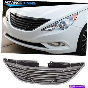 �C�O�� �G�A���p�[�c �t�B�b�g11-14�q�����_�C�\�i�^���h���̍��������t�����g�o���p�[�t�[�h�O���� Fits 11-14 Hyundai Sonata Unpainted Black Horizontal Front Bumper Hood Grille