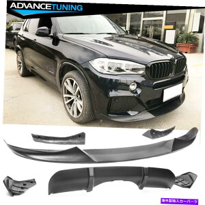 CO GAp[c tBbg14-18 BMW F15 X5 MX|[ctgop[bvAfBt[U[}bgubN Fits 14-18 BMW F15 X5 M Sport Only Front Bumper Lip & Rear Diffuser Matte Black