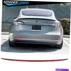 CO GAp[c 17-22eXf3 ABSgNX|C[OEyCg#PPMRTZbgbh^bN Fits 17-22 Tesla Model 3 ABS Trunk Spoiler OE Painted #PPMR Sunset Red Metallic