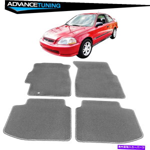 �C�O�� �G�A���p�[�c 96-00�z���_�V�r�b�N�N�[�y�J�[�t���A�}�b�g�t�����g�����A�O���[4PC -�i�C���� Fits 96-00 Honda Civic Coupe Car Floor Mats Front & Rear Gray 4PC - Nylon�y���s�A���i�z